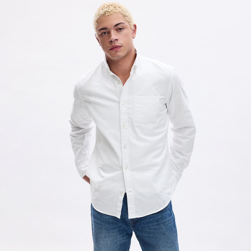 Košile GAP Standard Oxford Shirt White V2 Global L