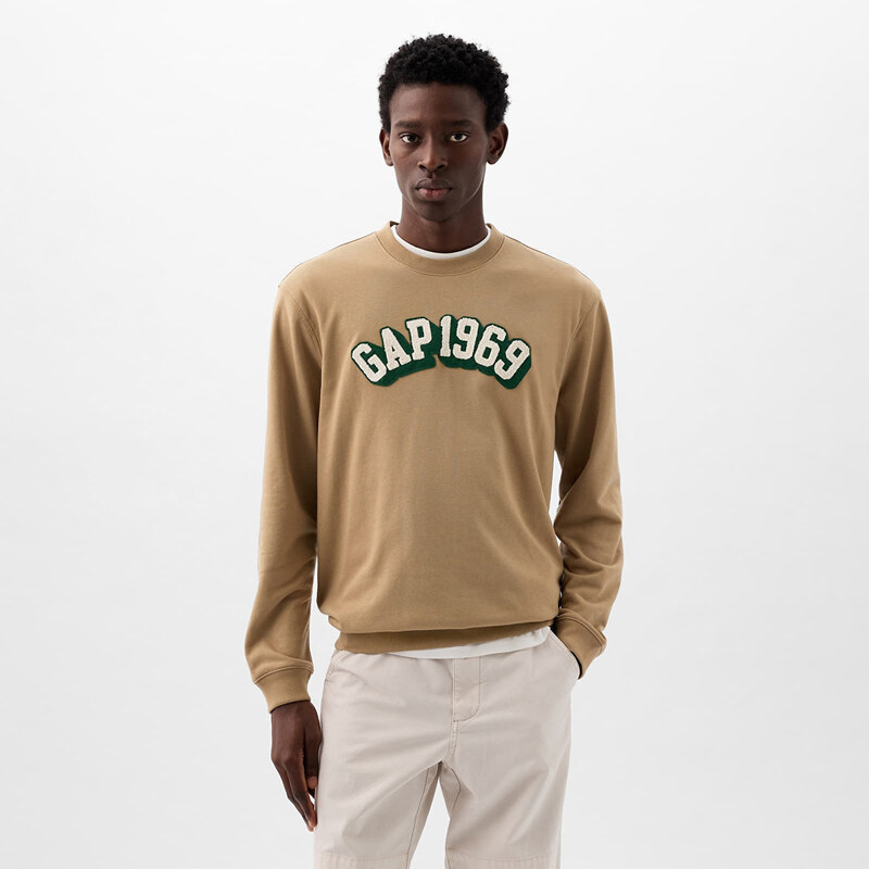 Mikina GAP Logo Crewneck Sweatshirt Perfect Khaki L