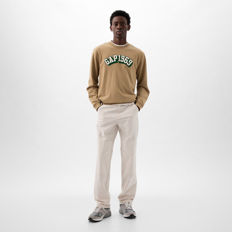 Pánská mikina GAP Logo Crewneck Sweatshirt Perfect Khaki