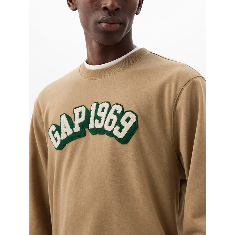 Pánská mikina GAP Logo Crewneck Sweatshirt Perfect Khaki