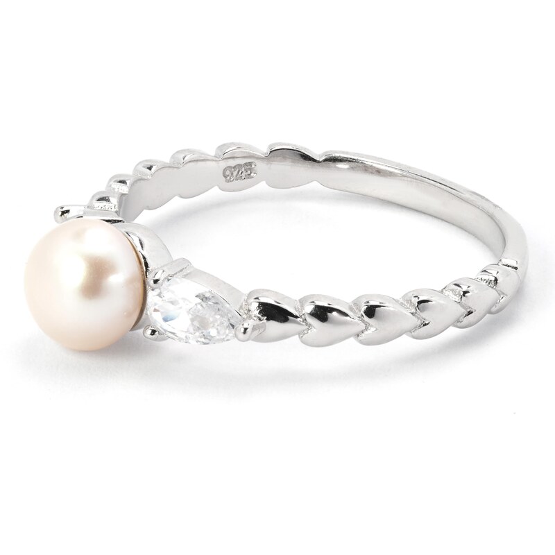 Rafity Stříbrný prsten s perlou a zirkony