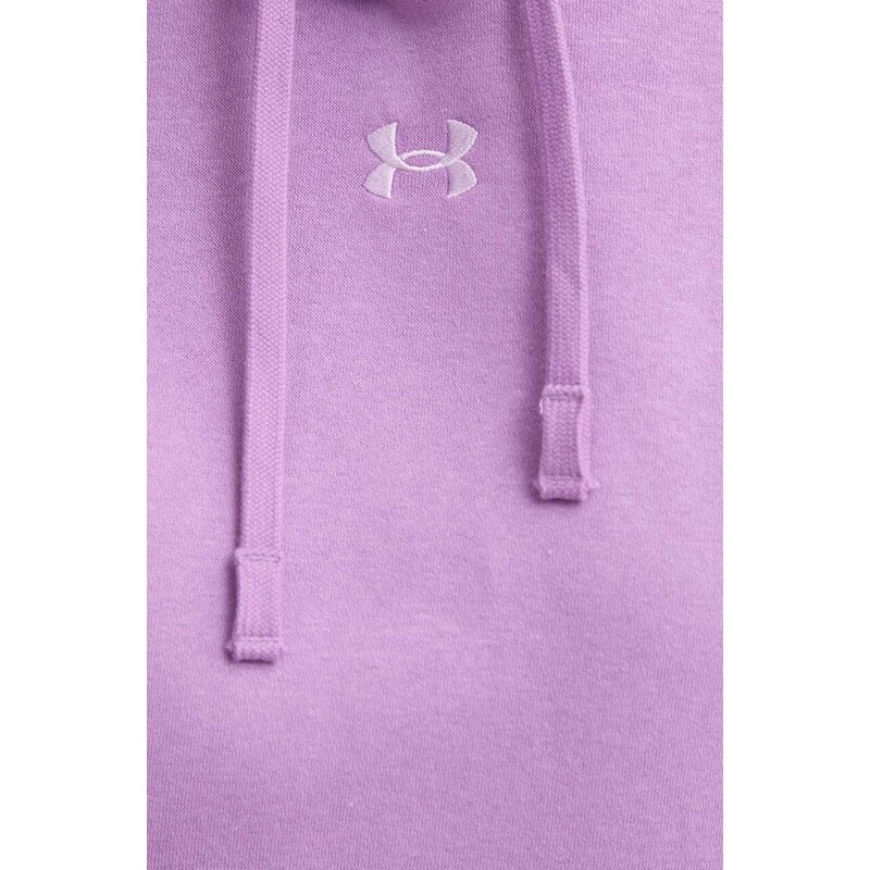 Mikina Under Armour dámská, fialová barva, s kapucí, hladká, 1379500