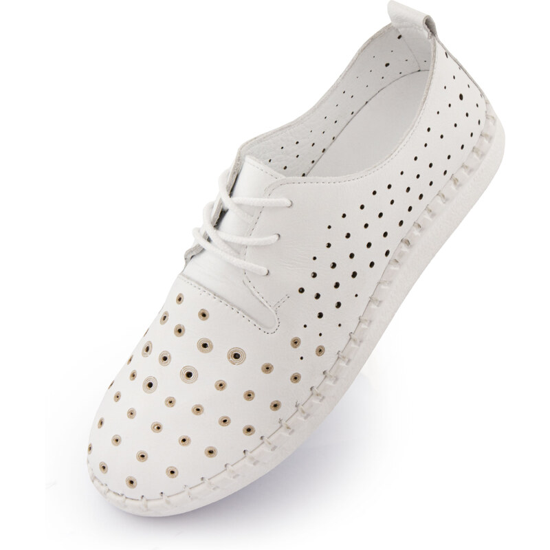 Dámské kožené letní boty NELL White 41 93828452