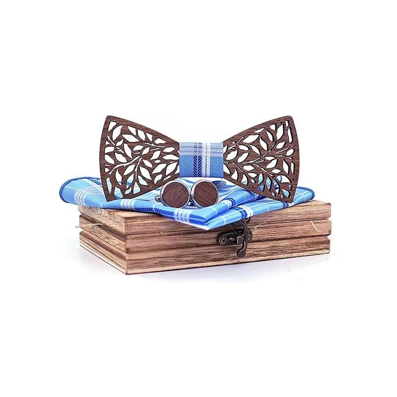 Vyřezávaný dřevěný motýlek Modrá