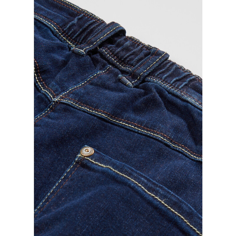 bonprix Strečové džíny s širokými nohavicemi a pohodlnou pasovkou Modrá