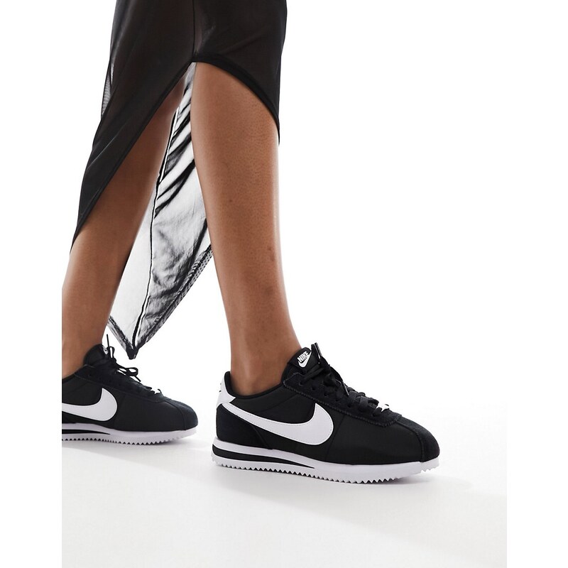 Nike Cortez nylon unisex trainers in black and white