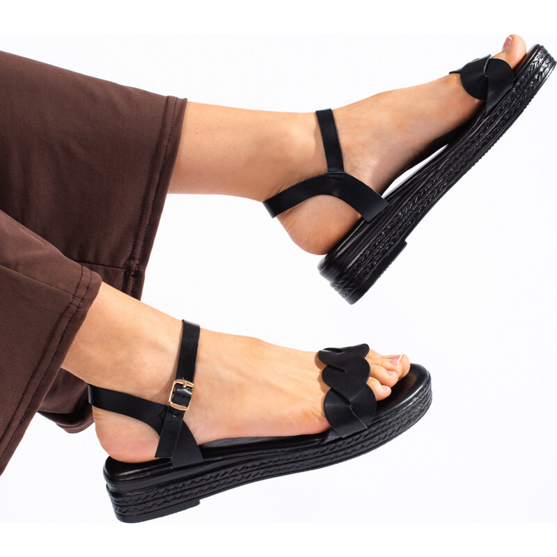 Shelvt Comfortable black sandals for women