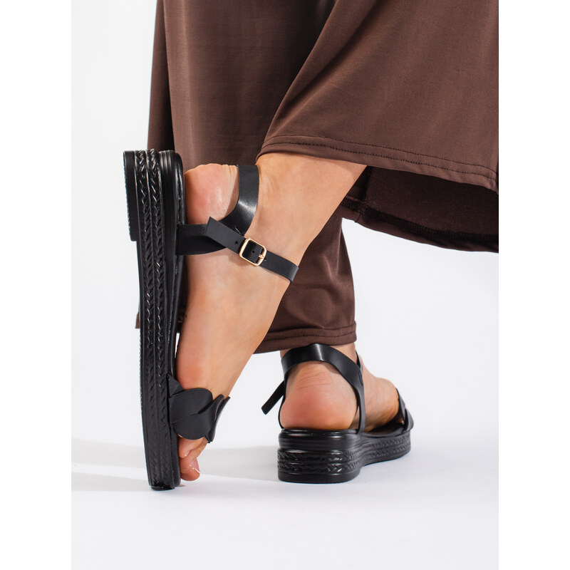 Shelvt Comfortable black sandals for women