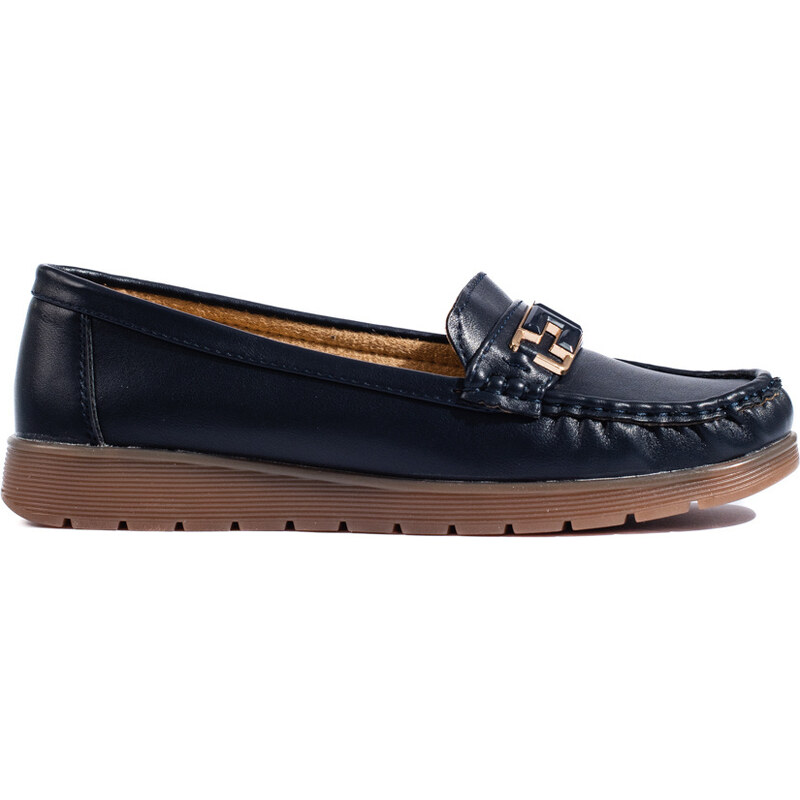 Shelvt Women's navy blue loafers