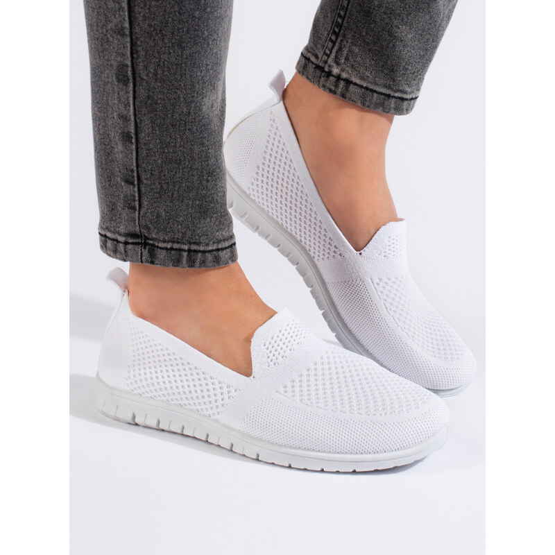 SHELVT NAZOUVACÍ TENISKY SLIP ON - BÍLÉ