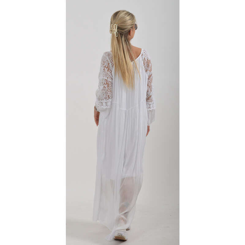 Enjoy Style Bílé dlouhé šaty ES2188