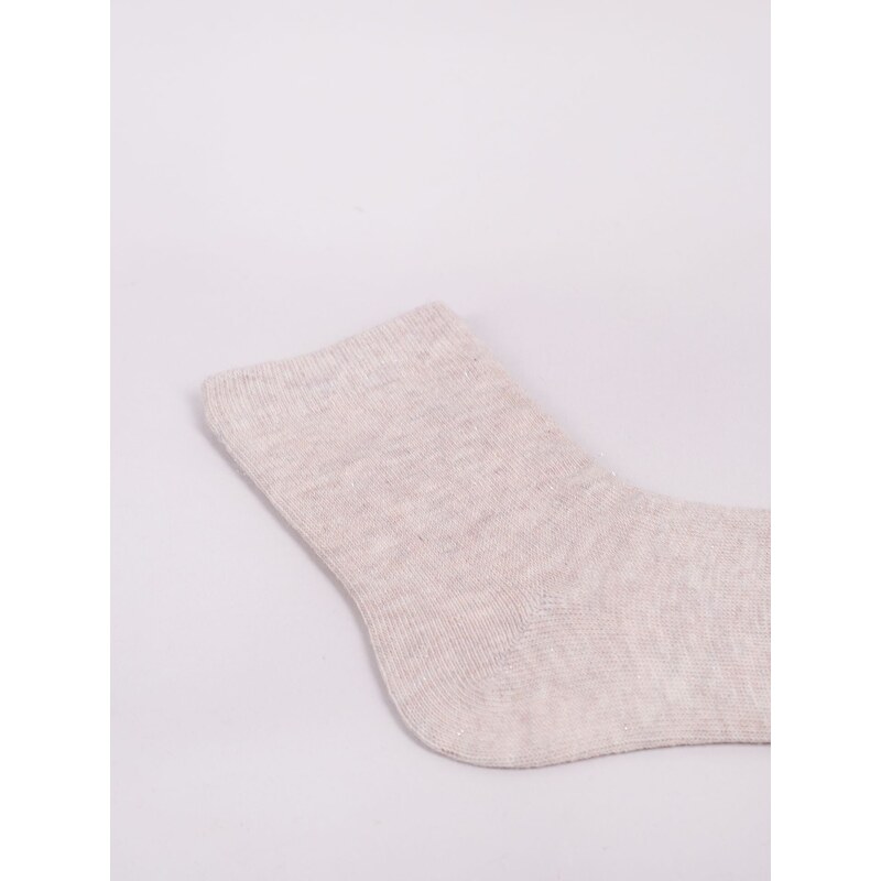 Yoclub Kids's Girls' Socks Plain With Silver Thread 3-Pack SKA-0025G-6700