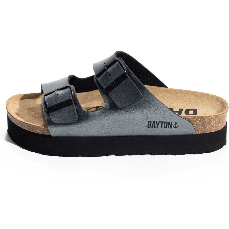 Bayton Pantofle JAPET stříbrně šedá / černá
