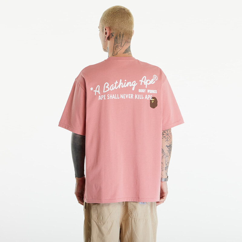 Pánské tričko A BATHING APE Hand Draw Bape Relaxed Fit Tee Pink