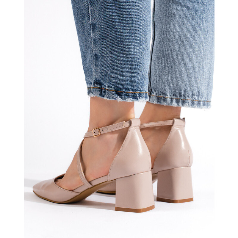 Trendy sandály dámské hnědé na širokém podpatku