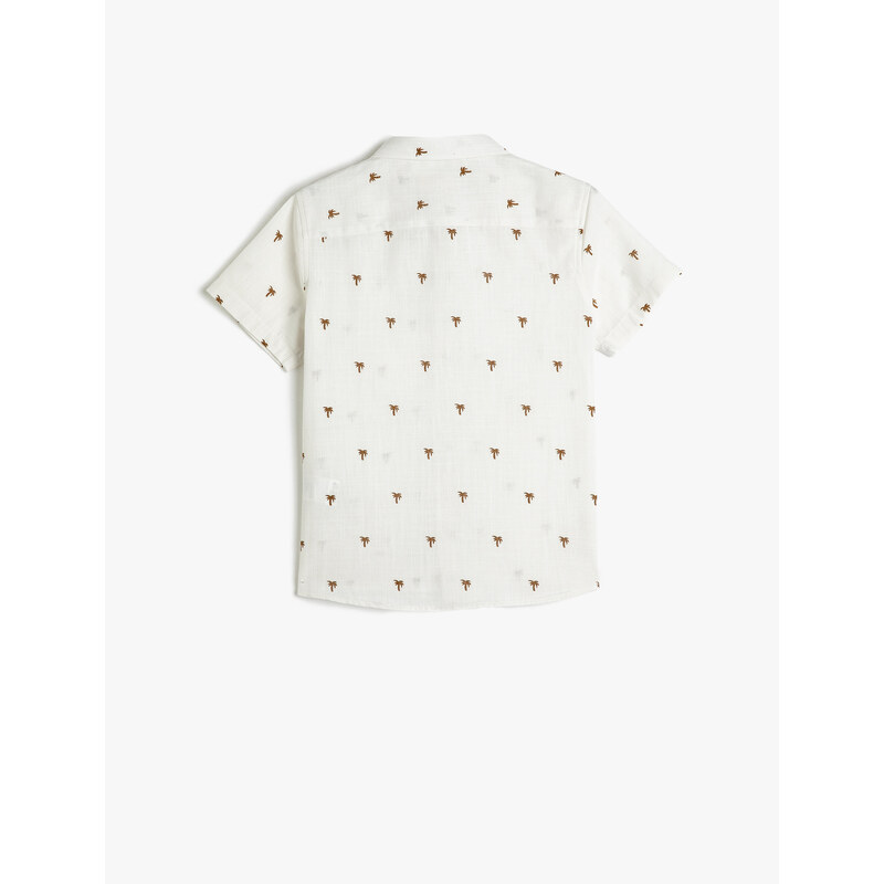 Koton Short Sleeve Shirt with Palm Pattern Cotton