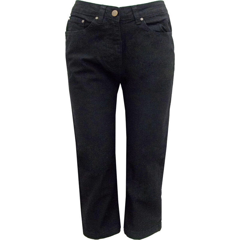 Cotton Traders 7/8 černé džíny pro plnoštíhlé Velikost: 52