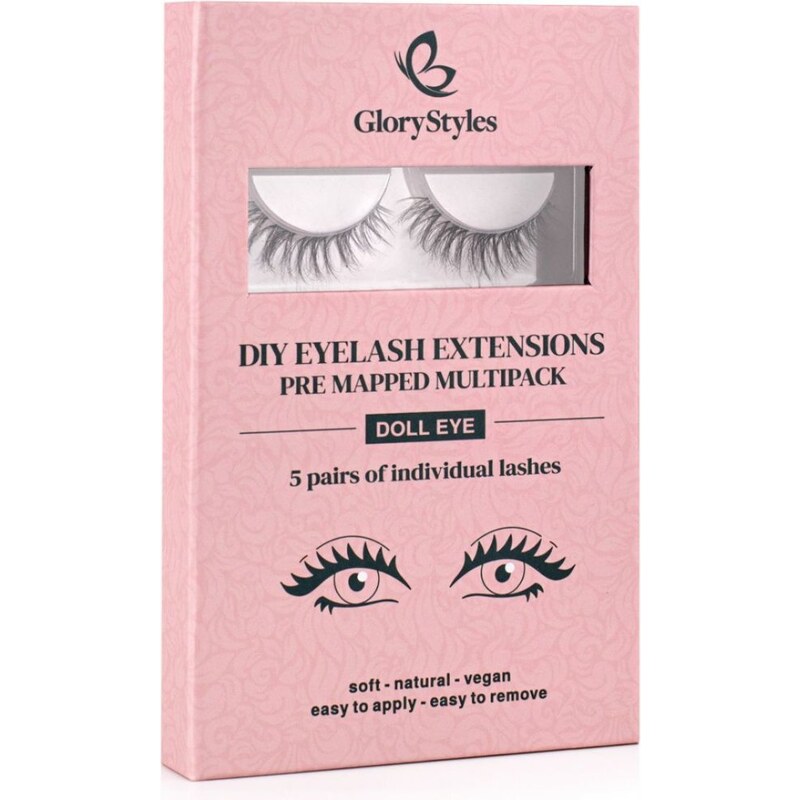 GloryStyles Sada 5 párů segmentových řas - DOLL EYE