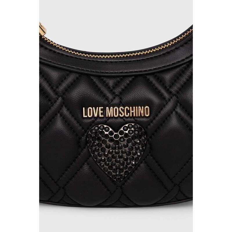 Kožená kabelka Love Moschino černá barva