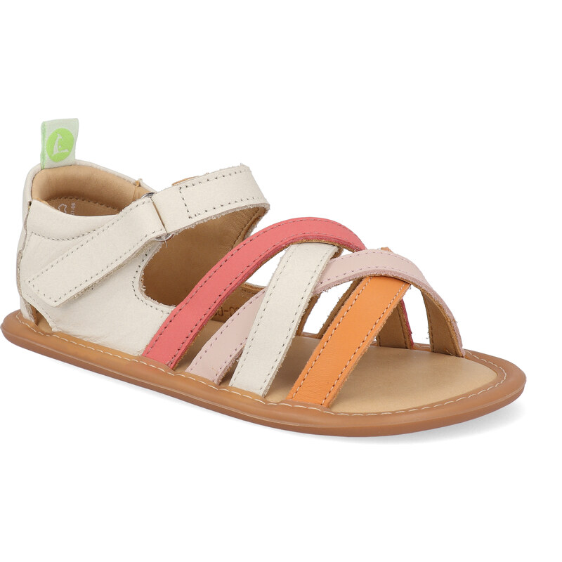 Barefoot dětské sandály Tip Toey Joey - Criss Cross Tapioca/Tangerine/Coral Matte růžové