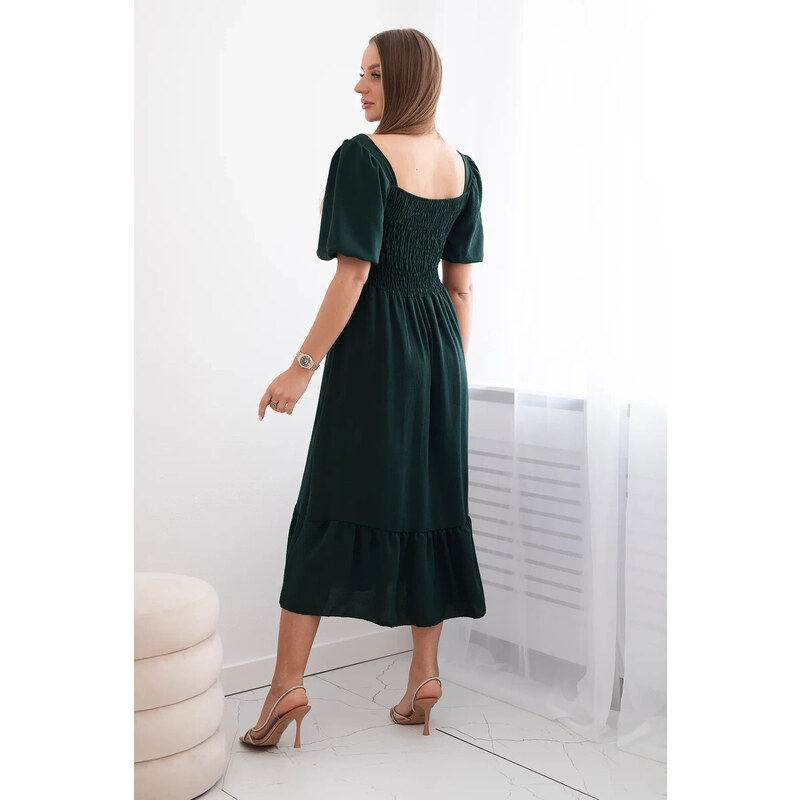 K-Fashion Šaty s mačkavým výstřihem tmavě zelená