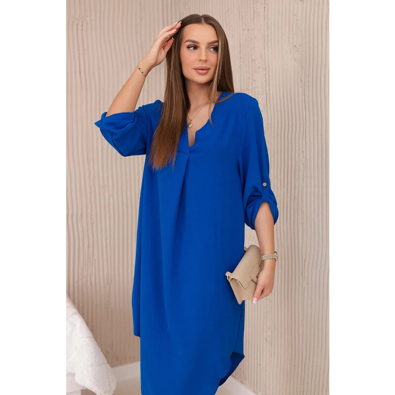 K-Fashion Šaty s výstřihem do V chrpově modrá