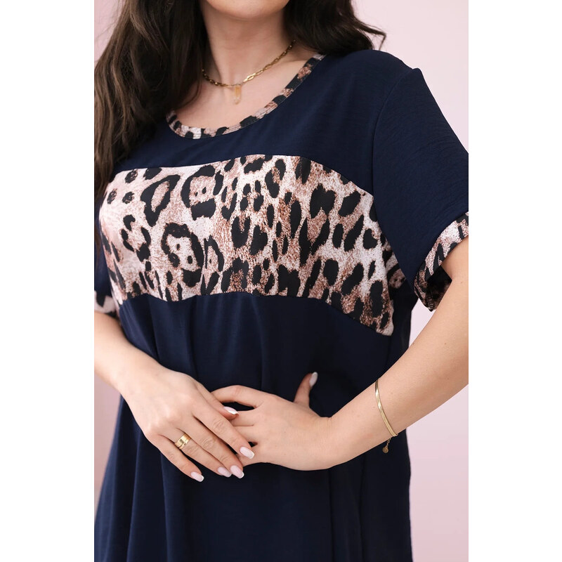 K-Fashion Šaty s leopardím potiskem námořnická modř