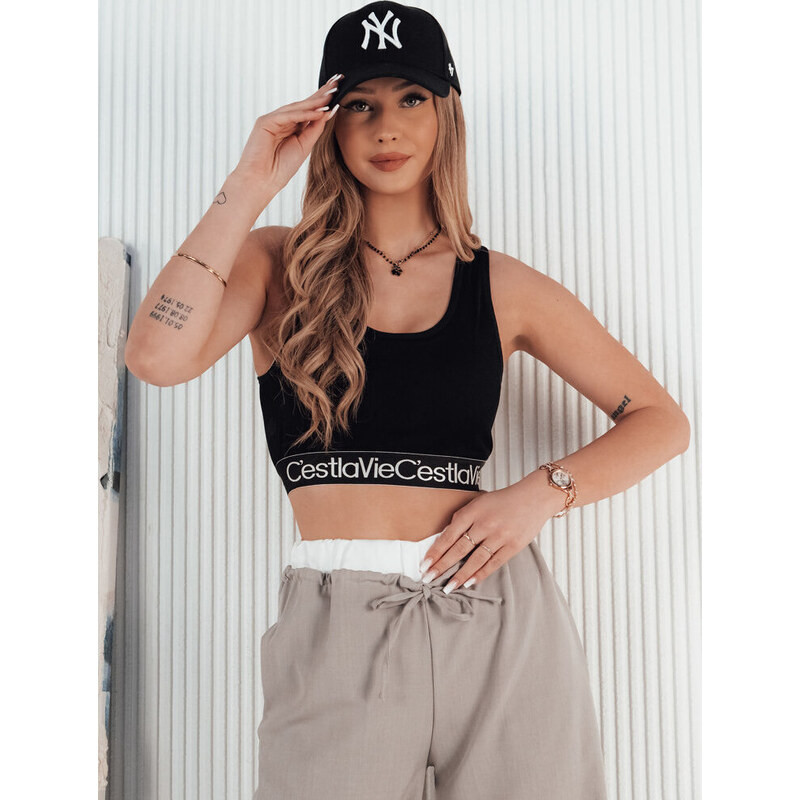 BASIC ČERNÝ CROP TOP SUNSEL Černá