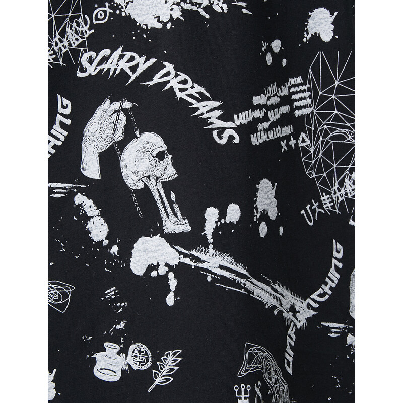 Koton Skull Printed T-Shirt Crew Neck Short Sleeve