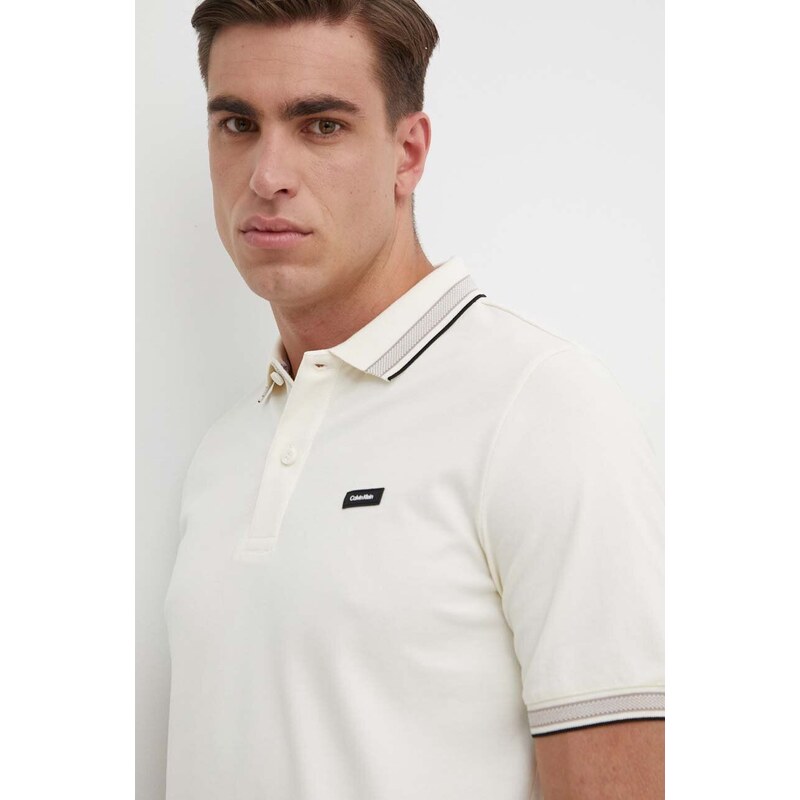 Polo tričko Calvin Klein bílá barva