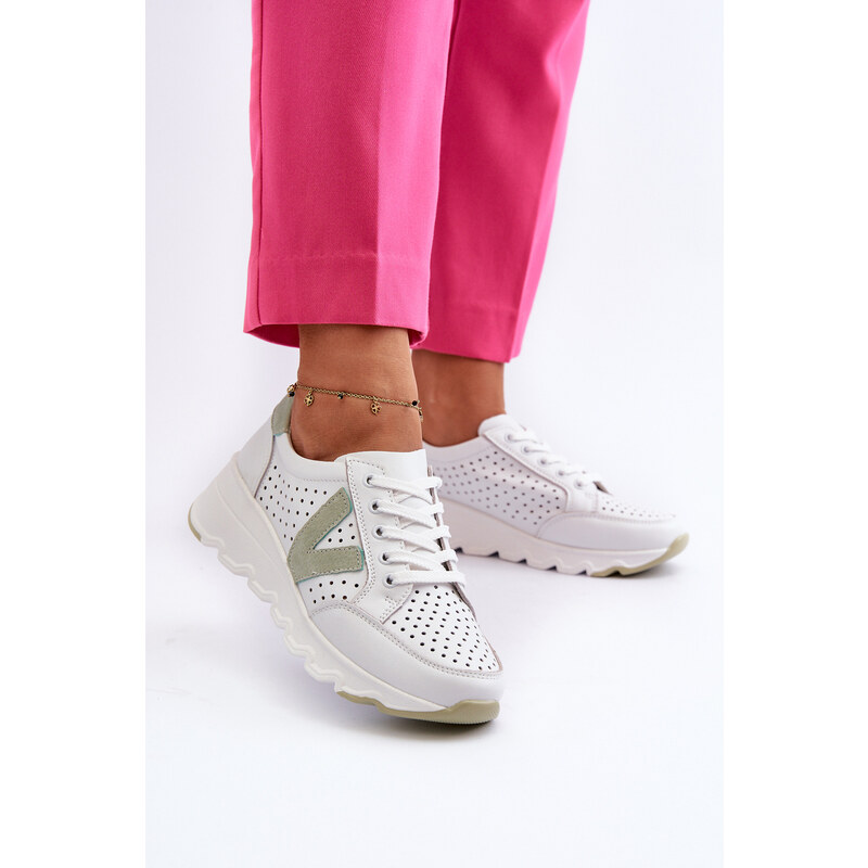 Kesi Dámské kožené lehké sportovní boty bílé Eleonori