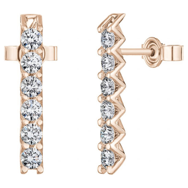 Tiami Náušnice z růžového zlata s diamanty Pure Line 6