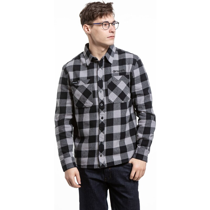 Meatfly pánská košile Hunt 2.0 Premium Black | Černá | 100% bavlna