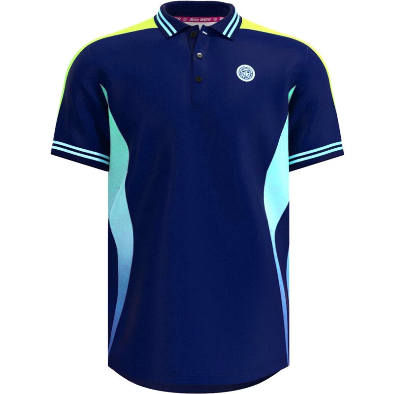 Pánské tričko BIDI BADU Grafic Illumination Polo Dark Blue XL