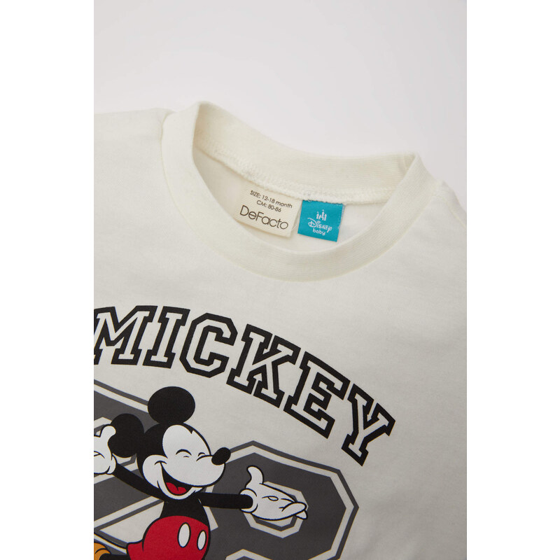 DEFACTO 2 piece Regular Fit Crew Neck Mickey & Minnie Licensed Woven Set