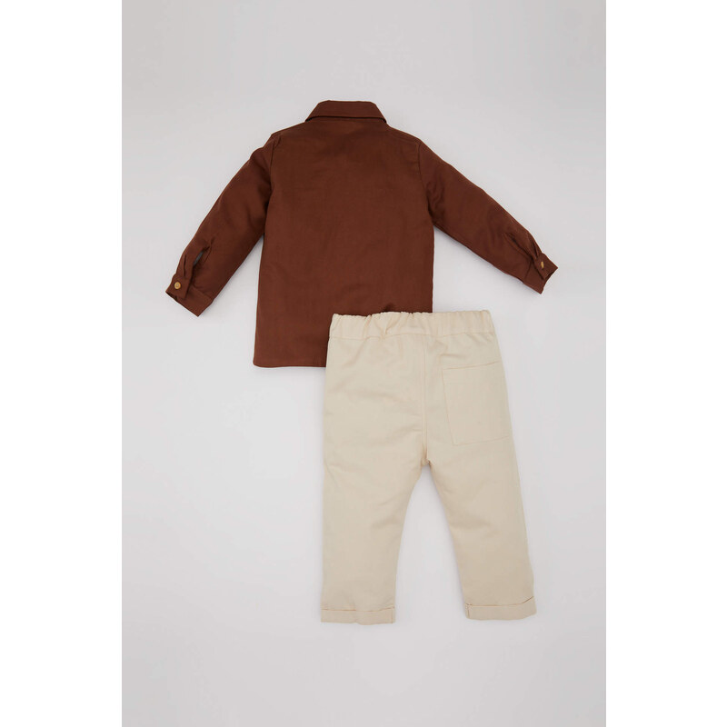 DEFACTO Baby Boy Shirt Twill Trousers 2 Piece Set