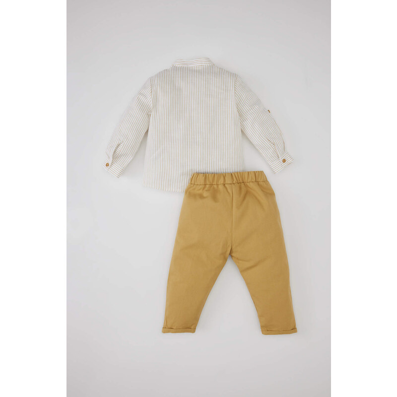 DEFACTO Baby Boy Striped Poplin Shirt Trousers 2 Piece Set