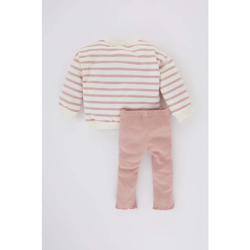 DEFACTO Baby Girl Striped Sweatshirt Leggings 2 Piece Set