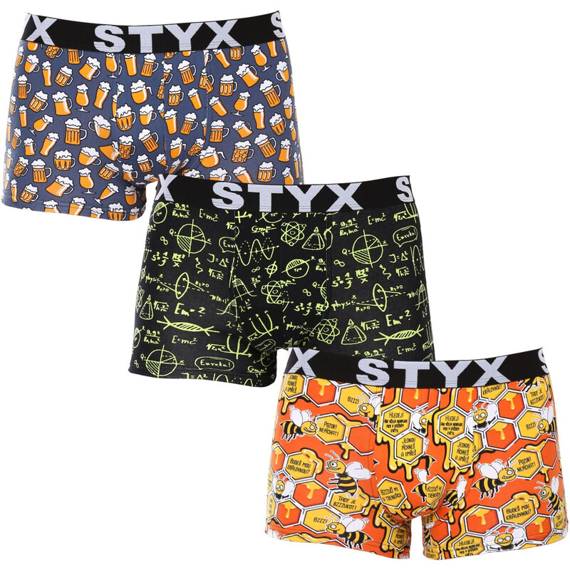 3PACK pánské boxerky Styx art sportovní guma vícebarevné (3G13724)