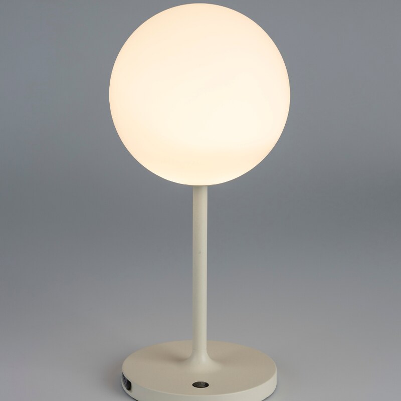 White Label Béžová kovová stolní lampa WLL HUB