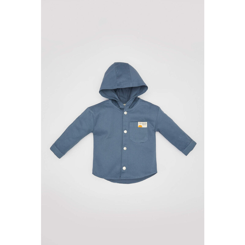 DEFACTO Baby Boy Gabardine Long Sleeve Hooded Shirt