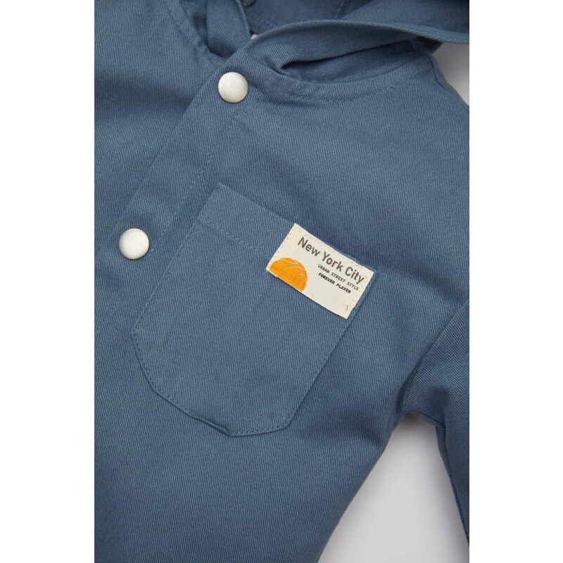 DEFACTO Baby Boy Gabardine Long Sleeve Hooded Shirt