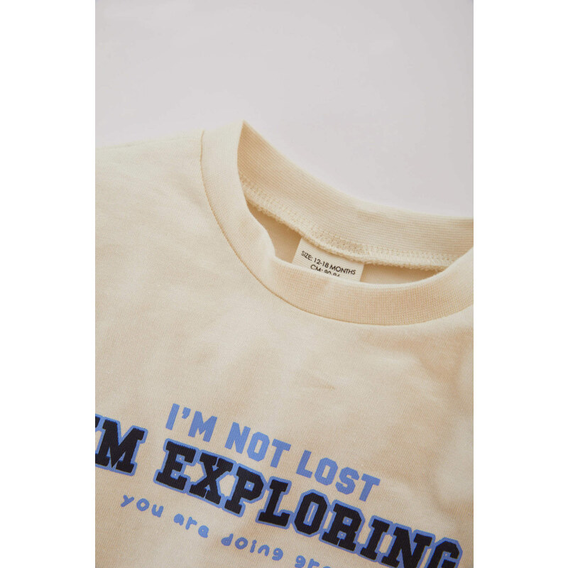 DEFACTO Baby Boy Crew Neck Slogan Printed T-Shirt