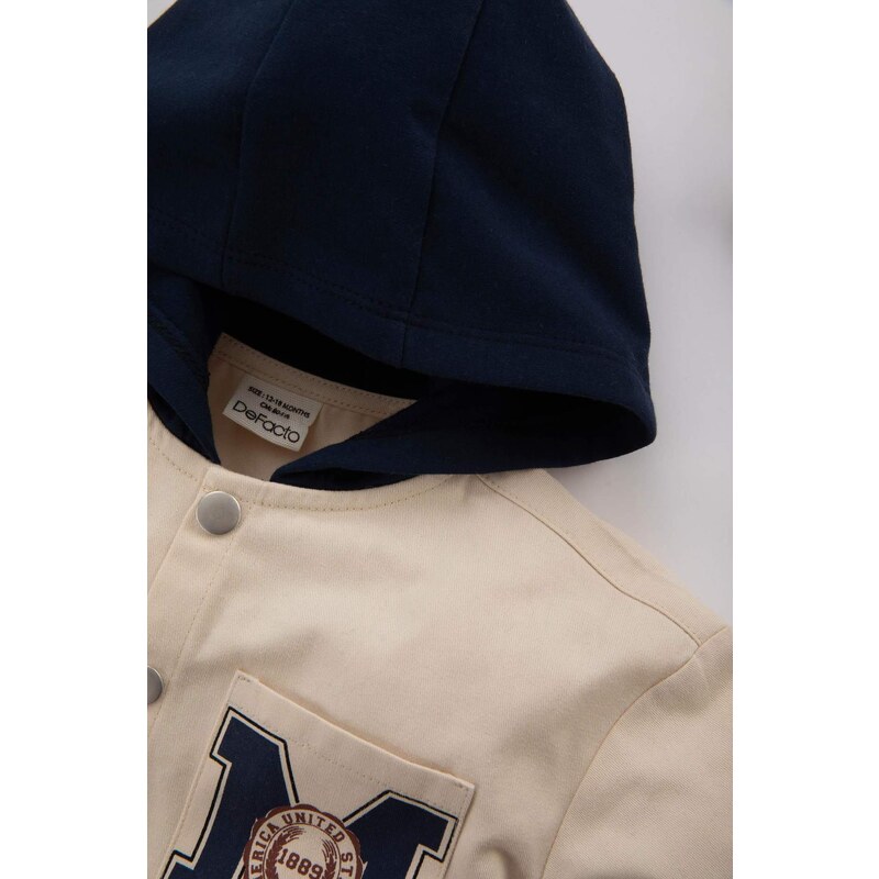 DEFACTO Baby Boy Hooded Twill Long Sleeve Shirt