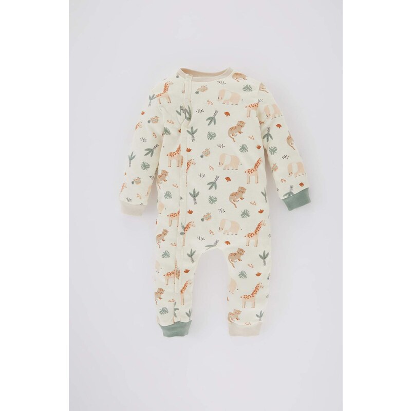 DEFACTO Baby Boy Newborn Safari Printed Premium Jumpsuit