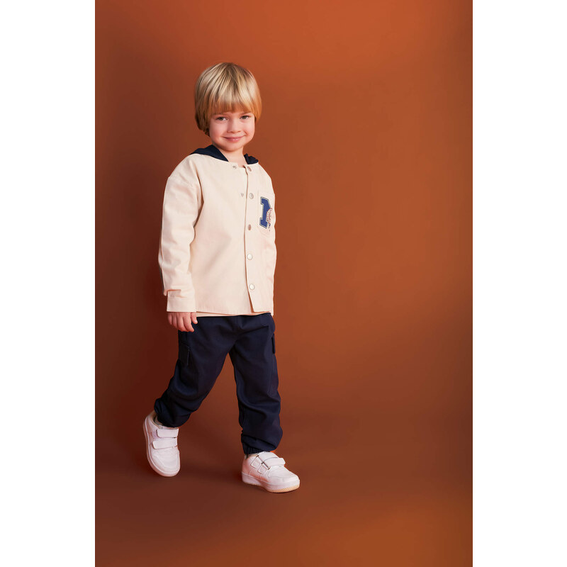 DEFACTO Baby Boy Hooded Twill Long Sleeve Shirt