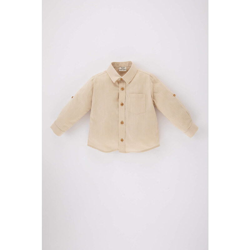 DEFACTO Baby Boy Shirt Collar Poplin Long Sleeve Shirt