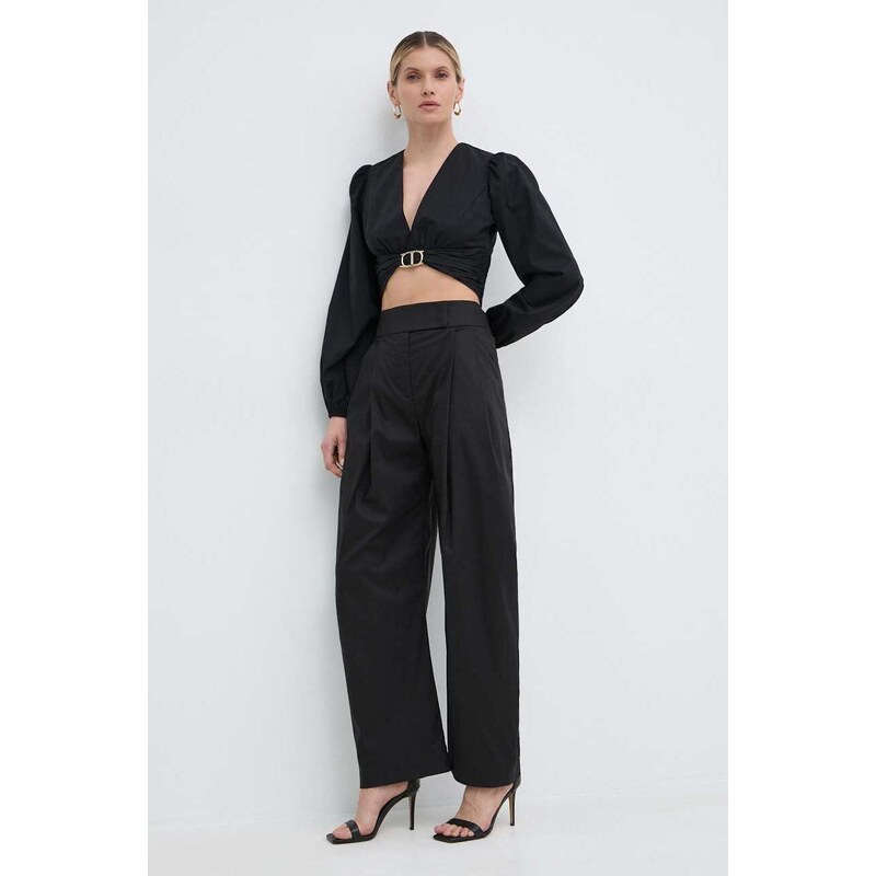 Kalhoty Pinko dámské, černá barva, jednoduché, high waist, 103577 A1TX