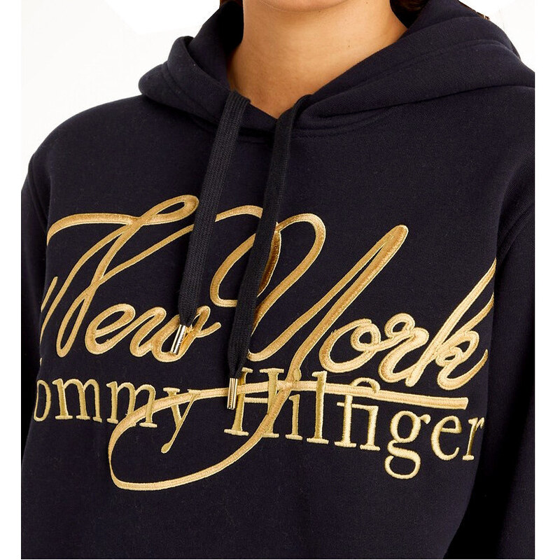 Dámská černá mikina Tommy Hilfiger Metallic logo hoodie