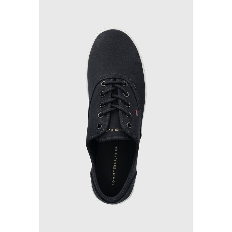 Tenisky Tommy Hilfiger CANVAS LACE UP SNEAKER dámské, tmavomodrá barva, FW0FW07805